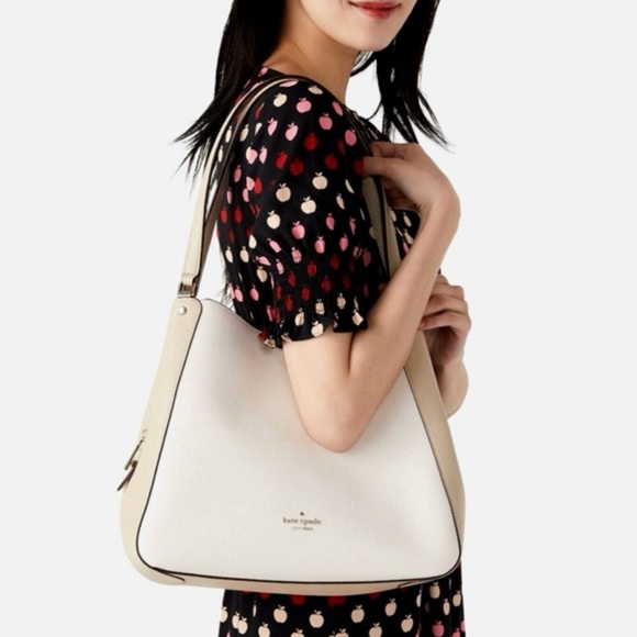 KATE SPADE Leather Leila triple compartment shoulder bag cream tan Colorblock - Picture 4 of 15